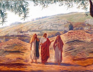 Jezus onderweg naar Emmaüs
