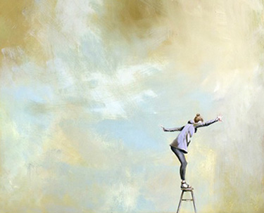 Figuurtje op een ladder
